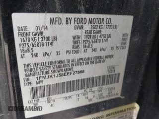 2014 Ford Expedition EL XLT with VIN 1FMJK1J58EEF27868, listed as a IAAI auction lot 41797524 with 176,350 mi miles. Bid and sale history available at carsss.com. Image 9.