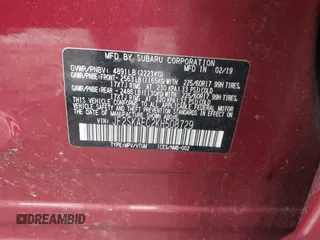 2019 Subaru Forester Premium z VIN JF2SKAEC2KH508729, wystawiony jako IAAI lot #42556834 z przebiegiem 66 007 mil mil oraz . Historia ofert i sprzedaży dostępna na DreamBid. Obrazek 9.