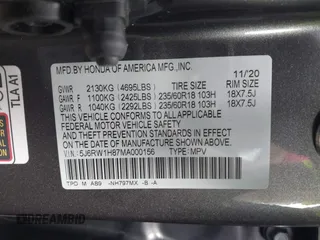 2021 Honda CR-V EX-L with VIN 5J6RW1H87MA000156, listed as a IAAI auction lot 41838439 with 47,009 mi miles and . Bid and sale history available at DreamBid. Image 9.