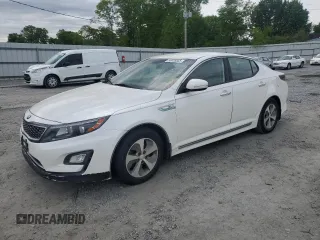 2015 Kia Optima Hybrid with VIN KNAGM4AD7F5077565, listed as a Copart auction lot 53035555 with 104,795 mi miles and Clean Title. Bid and sale history available at carsss.com. Image 1.