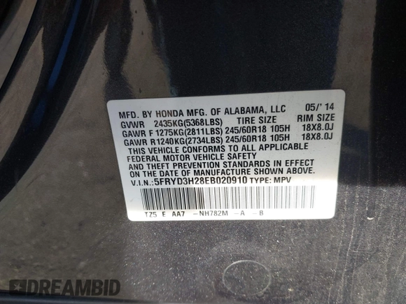 2014 Acura MDX with VIN 5FRYD3H28EB020910, listed as a IAAI auction lot 41035233 with 1 mi miles. Bid and sale history available at carsss.com. Image 9.