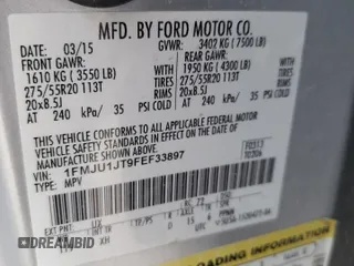 2015 Ford Expedition XLT z VIN 1FMJU1JT9FEF33897, wystawiony jako Copart lot #53731335 z przebiegiem 103 761 mil mil oraz Szkoda całkowita • Salvage title. Historia ofert i sprzedaży dostępna na DreamBid. Obrazek 13.