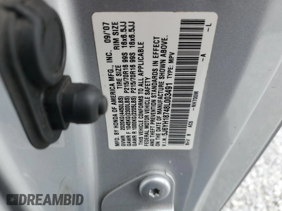 2008 Honda Element EX with VIN 5J6YH18748L003491, listed as a Copart auction lot 50405945 with 127,038 mi miles and Salvage Title. Bid and sale history available at DreamBid. Image 16.