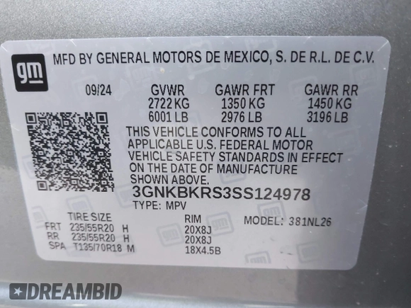 2025 Chevrolet Blazer RS с VIN 3GNKBKRS3SS124978, выставлен на аукционе IAAI как лот 41679182 с пробегом 3 532 миль миль и . История ставок и продаж доступна на DreamBid. Изображение 9.
