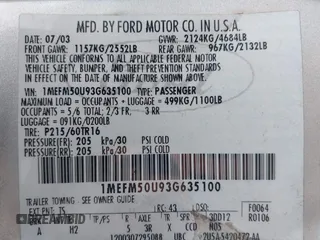 2003 Mercury Sable GS z VIN 1MEFM50U93G635100, wystawiony jako IAAI lot #42424689 z przebiegiem 231 397 mil mil oraz . Historia ofert i sprzedaży dostępna na DreamBid. Obrazek 9.
