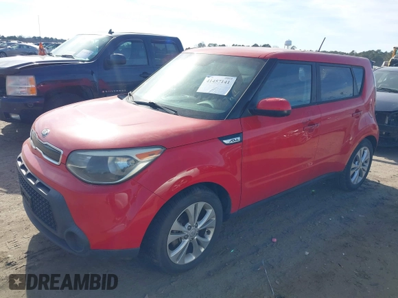 2015 Kia Soul + with VIN KNDJP3A56F7780002, listed as a IAAI auction lot 41457141 with 1 mi miles. Bid and sale history available at carsss.com. Image 2.