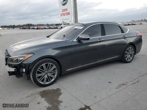 2018 Genesis G80 3.8L with VIN KMHGN4JE3JU242708, listed as a Copart auction lot 79191644 with 89,253 mi miles and Salvage Title. Bid and sale history available at carsss.com. Image 1.