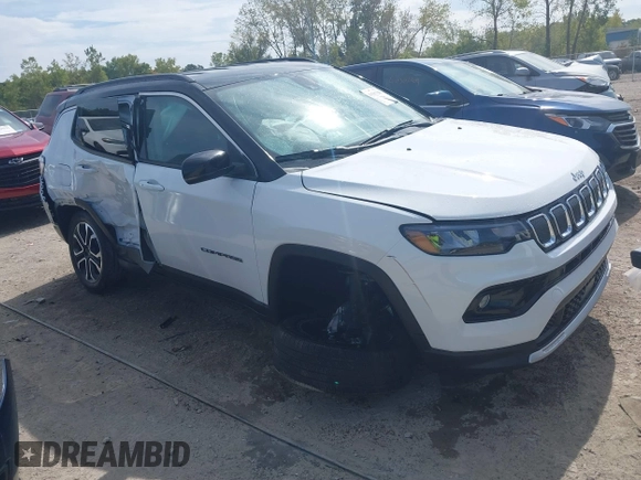 2022 Jeep Compass High Altitude with VIN 3C4NJDCB5NT232353, listed as a IAAI auction lot 40367558 with 8,602 mi miles and . Bid and sale history available at DreamBid. Image 1.