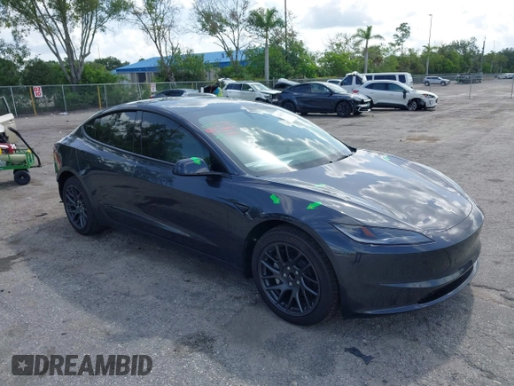 2025 Tesla Model 3 Long Range with VIN 5YJ3E1EA7SF940208, listed as a IAAI auction lot 42433793 with 1,983 mi miles and . Bid and sale history available at DreamBid. Image 1.