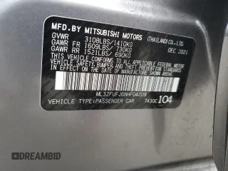 2022 Mitsubishi Mirage G4 ES with VIN ML32FUFJ6NHF04209, listed as a Copart auction lot 78268243 with 17,933 mi miles and Salvage Title. Bid and sale history available at carsss.com. Image 12.