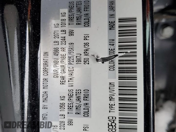 2016 Mazda CX-5 Grand Touring with VIN JM3KE4DY6G0889549, listed as a Copart auction lot 45271505 with Not Provided miles and Non Repairable. Bid and sale history available at carsss.com. Image 12.