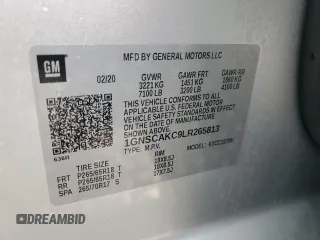 2020 Chevrolet Tahoe LS with VIN 1GNSCAKC9LR265813, listed as a Copart auction lot 84847724 with Not provided miles and Salvage title. Bid and sale history available at DreamBid. Image 14.