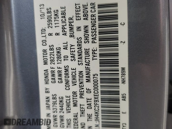2014 Acura RLX Hybrid Advance z VIN JH4KC2F9XEC000075, wystawiony jako Copart lot #86945524 z przebiegiem 171 513 mil mil oraz Szkoda całkowita • Salvage title. Historia ofert i sprzedaży dostępna na DreamBid. Obrazek 14.