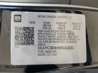 2022 Chevrolet Corvette 3LT with VIN 1G1YC3D4XN5111621, listed as a Copart auction lot 47439585 with 9,795 mi miles and Salvage Title. Bid and sale history available at carsss.com. Image 13.