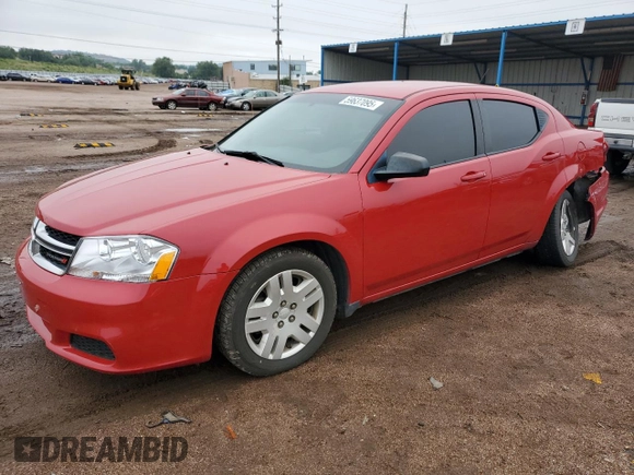 2014 Dodge Avenger SE with VIN 1C3CDZAB8EN110945, listed as a Copart auction lot 59637095 with 94,490 mi miles and Salvage title. Bid and sale history available at DreamBid. Image 1.