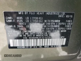 2015 Subaru Outback Limited z VIN 4S4BSANC5F3319229, wystawiony jako Copart lot #58090295 z przebiegiem 140 993 mil mil oraz Szkoda całkowita • Salvage title. Historia ofert i sprzedaży dostępna na DreamBid. Obrazek 13.