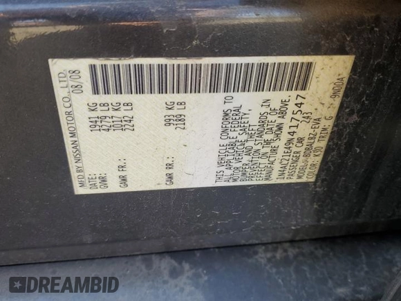 2009 Nissan Altima S with VIN 1N4AL21E49N417547, listed as a Copart auction lot 54877215 with 204,086 mi miles and Salvage Title. Bid and sale history available at DreamBid. Image 13.