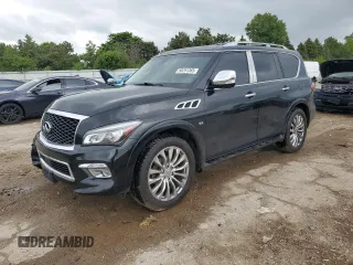 2017 Infiniti QX80 with VIN JN8AZ2NE5H9160803, listed as a Copart auction lot 58251365 with 85,229 mi miles and Salvage title. Bid and sale history available at DreamBid. Image 1.