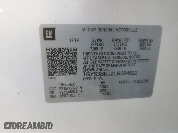 2020 Cadillac Escalade Luxury z VIN 1GYS3BKJ2LR224611, wystawiony jako Copart lot #73991893 z przebiegiem Nie podano mil oraz Nie do naprawy • Non repairable. Historia ofert i sprzedaży dostępna na DreamBid. Obrazek 14.