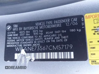 2007 BMW 5 Series 530i with VIN WBANE73567CM57179, listed as a IAAI auction lot 41487712 with 174,100 mi miles. Bid and sale history available at carsss.com. Image 9.