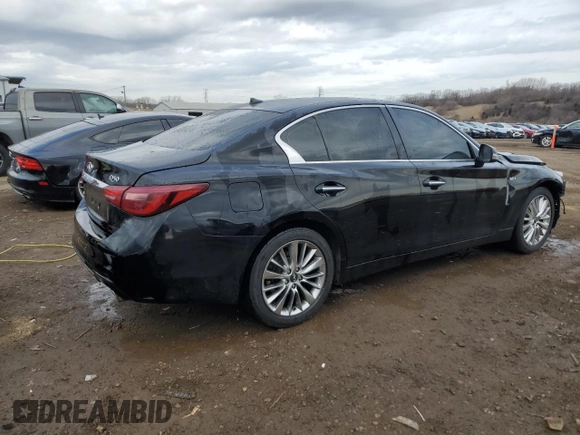 2019 Infiniti Q50 3.0t LUXE with VIN JN1EV7AR5KM554095, listed as a Copart auction lot 50028605 with 82,599 mi miles and Salvage Title. Bid and sale history available at carsss.com. Image 3.