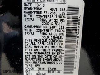 2017 Nissan Rogue SL with VIN JN8AT2MV6HW251700, listed as a Copart auction lot 45478715 with 67,096 mi miles and Salvage Title. Bid and sale history available at carsss.com. Image 13.