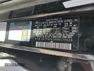 2016 Kia Sorento LX z VIN 5XYPGDA59GG179624, wystawiony jako Copart lot #54528595 z przebiegiem Nie podano mil oraz Szkoda całkowita • Salvage title. Historia ofert i sprzedaży dostępna na DreamBid. Obrazek 13.