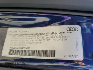 2018 Audi S4 Premium Plus with VIN WAUB4AF49JA099438, listed as a Copart auction lot 54711943 with 80,603 mi miles. Bid and sale history available at carsss.com. Image 12.