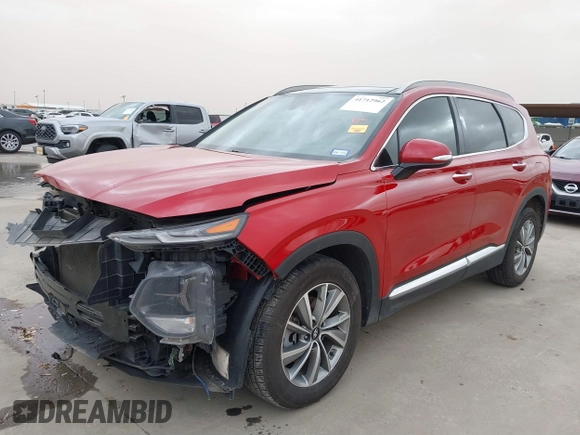 2019 Hyundai Santa Fe Limited with VIN 5NMS53AD2KH110435, listed as a IAAI auction lot 41712962 with 76,589 mi miles. Bid and sale history available at carsss.com. Image 2.
