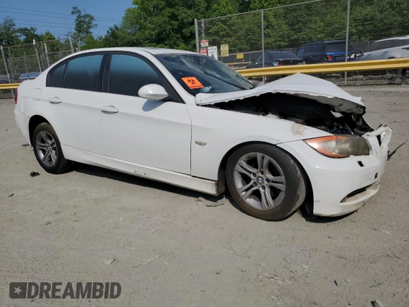 2008 BMW 3 Series 328xi with VIN WBAVC93558K043660, listed as a Copart auction lot 58417795 with Not provided miles and Salvage title. Bid and sale history available at DreamBid. Image 4.