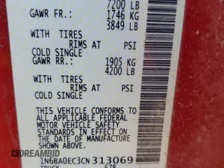 2012 Nissan Titan SV with VIN 1N6BA0EC3CN313069, listed as a Copart auction lot 43333895 with 208,208 mi miles and Salvage Title. Bid and sale history available at carsss.com. Image 12.