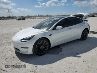 2022 Tesla Model 3 Performance with VIN 5YJ3E1EC0NF330558, listed as a Copart auction lot 44438365 with 19,690 mi miles and Salvage Title. Bid and sale history available at carsss.com. Image 1.