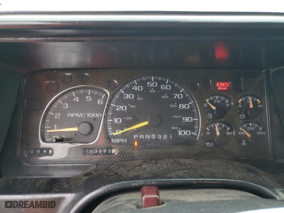 1997 Chevrolet Tahoe with VIN 1GNEC13R3VJ406120, listed as a Copart auction lot 81569674 with 203,863 mi miles and Salvage Title. Bid and sale history available at carsss.com. Image 9.