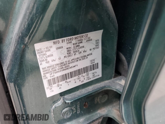 2009 Ford F-350 XL с VIN 1FTWW31R69EA53471, выставлен на аукционе Copart как лот 61756275 с пробегом 105 011 миль миль и Списание • Salvage title. История ставок и продаж доступна на DreamBid. Изображение 12.