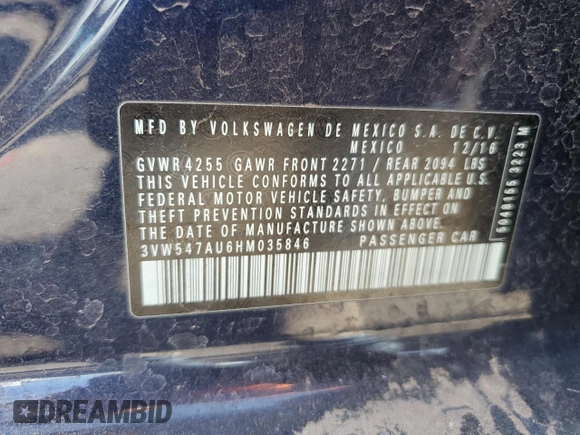 2017 Volkswagen Golf GTI Autobahn with VIN 3VW547AU6HM035846, listed as a Copart auction lot 66431024 with 53,711 mi miles and Salvage Title. Bid and sale history available at carsss.com. Image 13.