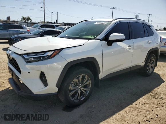 2022 Toyota RAV4 Hybrid XLE Premium with VIN JTMB6RFV1ND521761, listed as a Copart auction lot 52150265 with 46,391 mi miles and Salvage title. Bid and sale history available at DreamBid. Image 1.