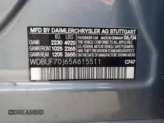 2005 Mercedes-Benz E 500 z VIN WDBUF70J65A615511, wystawiony jako Copart lot #47146855 z przebiegiem 145 221 mil mil oraz Szkoda całkowita • Salvage title. Historia ofert i sprzedaży dostępna na DreamBid. Obrazek 12.