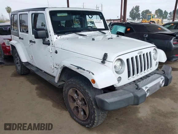 2017 Jeep Wrangler Unlimited Sahara with VIN 1C4HJWEG0HL595144, listed as a IAAI auction lot 41644511 with 143,512 mi miles. Bid and sale history available at carsss.com. Image 1.