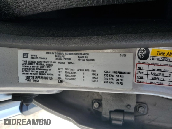 2007 GMC Canyon SLE2 z VIN 1GTDT13E678189156, wystawiony jako Copart lot #52403215 z przebiegiem 144 312 mil mil oraz Czysty tytuł • Clean title. Historia ofert i sprzedaży dostępna na DreamBid. Obrazek 12.