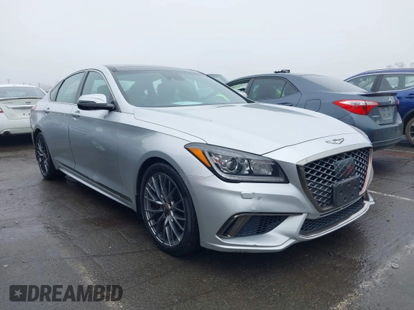2019 Genesis G80 3.8L with VIN KMTFN4JE5KU327178, listed as a IAAI auction lot 41577373 with 57,032 mi miles. Bid and sale history available at carsss.com. Image 1.