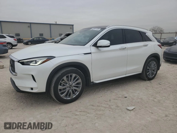 2023 Infiniti QX50 Luxe with VIN 3PCAJ5BA8PF121360, listed as a Copart auction lot 42991135 with 16,340 mi miles and Salvage title. Bid and sale history available at DreamBid. Image 1.