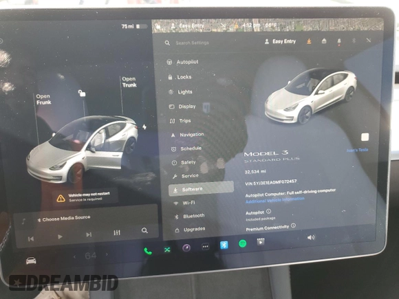 2021 Tesla Model 3 Standard Range Plus with VIN 5YJ3E1EA0MF072457, listed as a Copart auction lot 51666135 with 32,534 mi miles and Salvage Title. Bid and sale history available at carsss.com. Image 9.