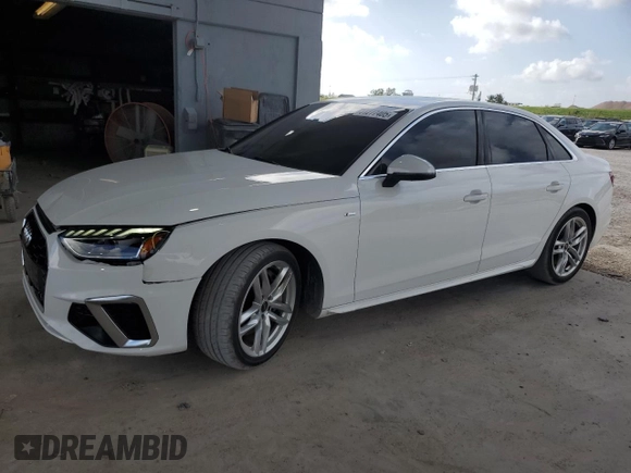 2023 Audi A4 S line Premium Plus with VIN WAUEAAF41PN015815, listed as a Copart auction lot 51277405 with 46,576 mi miles and Salvage Title. Bid and sale history available at DreamBid. Image 1.