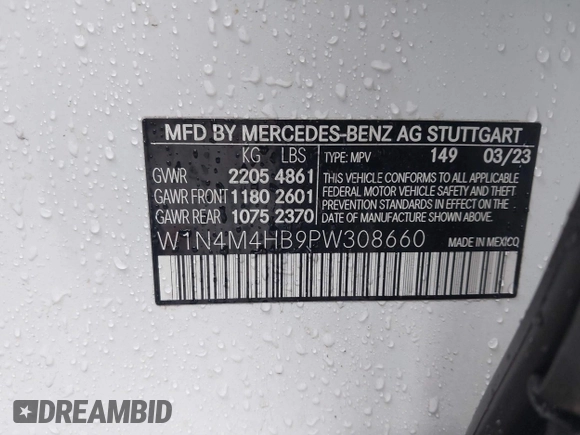 2023 Mercedes-Benz GLB 250 с VIN W1N4M4HB9PW308660, выставлен на аукционе IAAI как лот 41864309 с пробегом 32 542 миль миль и . История ставок и продаж доступна на DreamBid. Изображение 9.