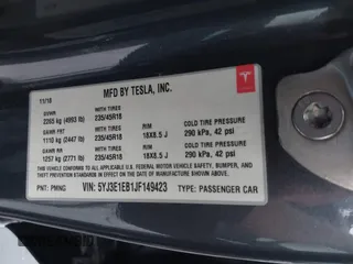 2018 Tesla Model 3 Long Range Battery with VIN 5YJ3E1EB1JF149423, listed as a IAAI auction lot 41896090 with 158,787 mi miles and . Bid and sale history available at DreamBid. Image 9.