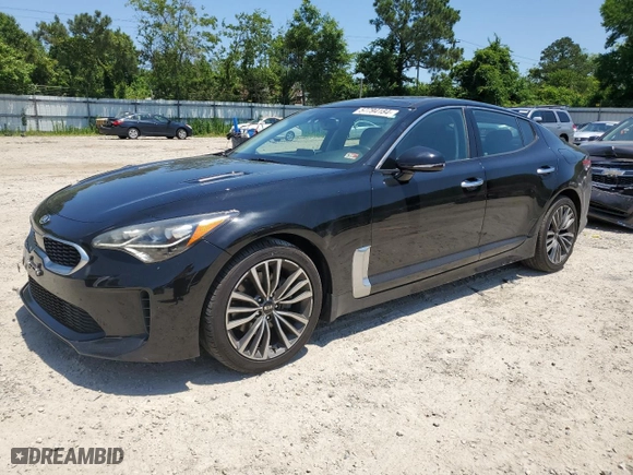 2019 Kia Stinger Premium with VIN KNAE25LA1K6052882, listed as a Copart auction lot 57794184 with 55,498 mi miles and Salvage Title. Bid and sale history available at carsss.com. Image 1.