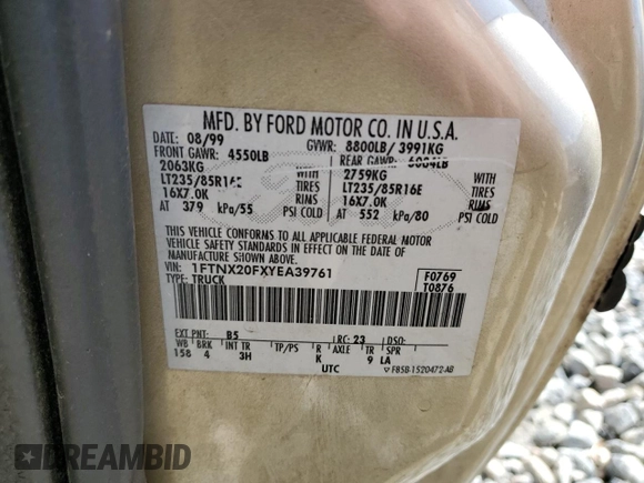 2000 Ford F-250 XL with VIN 1FTNX20FXYEA39761, listed as a Copart auction lot 47416085 with 161,140 mi miles and Salvage title. Bid and sale history available at DreamBid. Image 12.