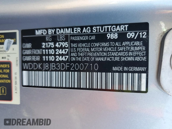 2013 Mercedes-Benz E-Class E 350 with VIN WDDKJ8JB3DF200710, listed as a Copart auction lot 46750215 with 140,926 mi miles and Clean Title. Bid and sale history available at carsss.com. Image 14.