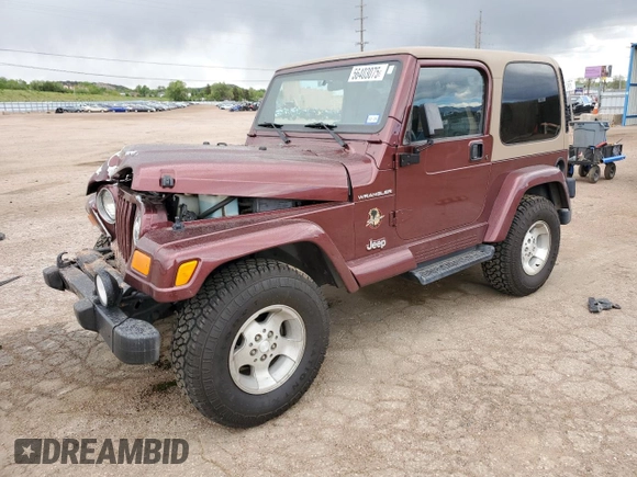 2002 Jeep Wrangler Sahara with VIN 1J4FA59S32P746410, listed as a Copart auction lot 56403075 with 147,968 mi miles and Salvage title. Bid and sale history available at DreamBid. Image 1.