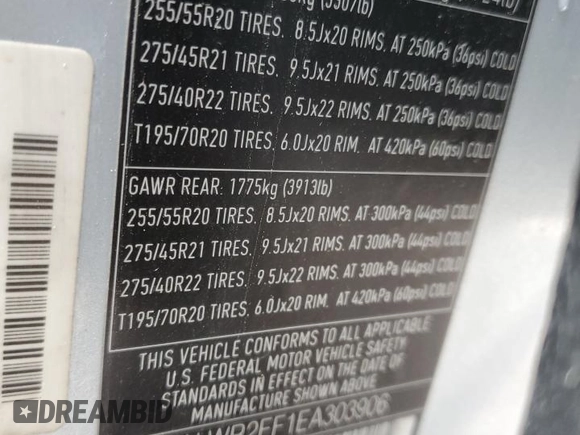 2014 Land Rover Range Rover Sport Supercharged with VIN SALWR2EF1EA303906, listed as a Copart auction lot 48049335 with 175,514 mi miles and Clean title. Bid and sale history available at DreamBid. Image 13.